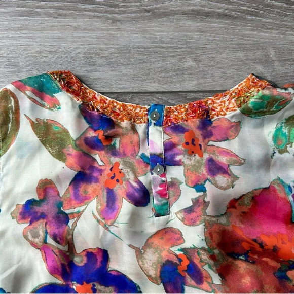 Clements Ribeiro  Floral Print Beaded Tank Top - Picture 11 of 16